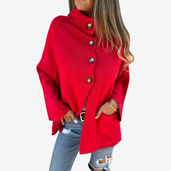 Elvara lang frakke med løs pasform og knapper