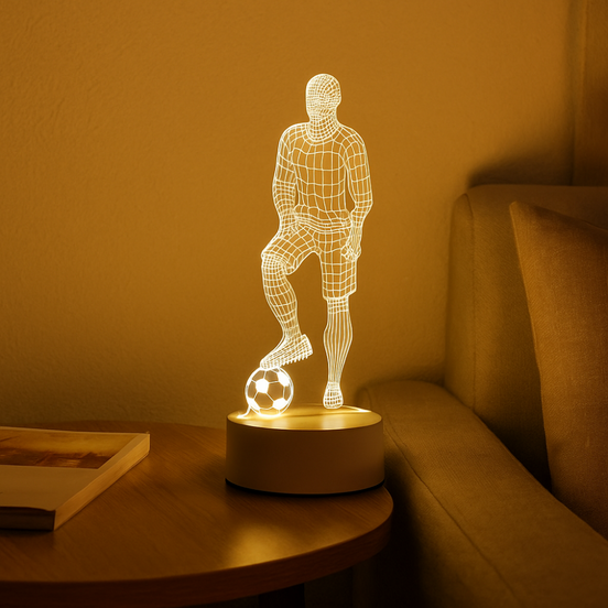 Goalux 3D LED bordlampe – fodboldspiller design