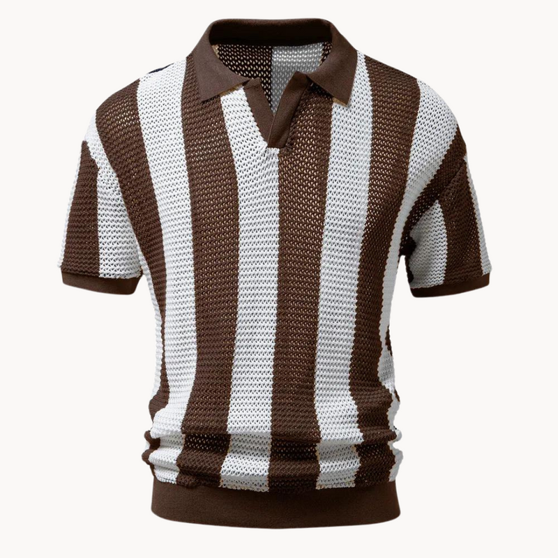 Zaviro polo til mænd med kortærmet design, åben krave og slank pasform