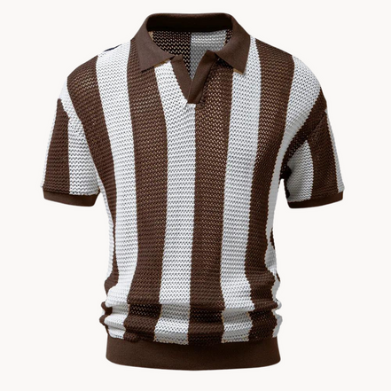 Zaviro polo til mænd med kortærmet design, åben krave og slank pasform