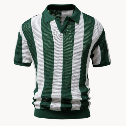 Zaviro polo til mænd med kortærmet design, åben krave og slank pasform