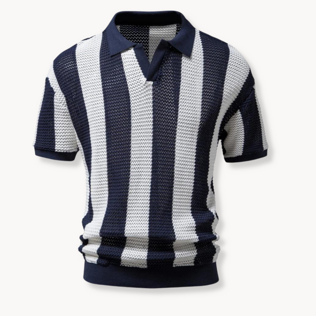 Zaviro polo til mænd med kortærmet design, åben krave og slank pasform