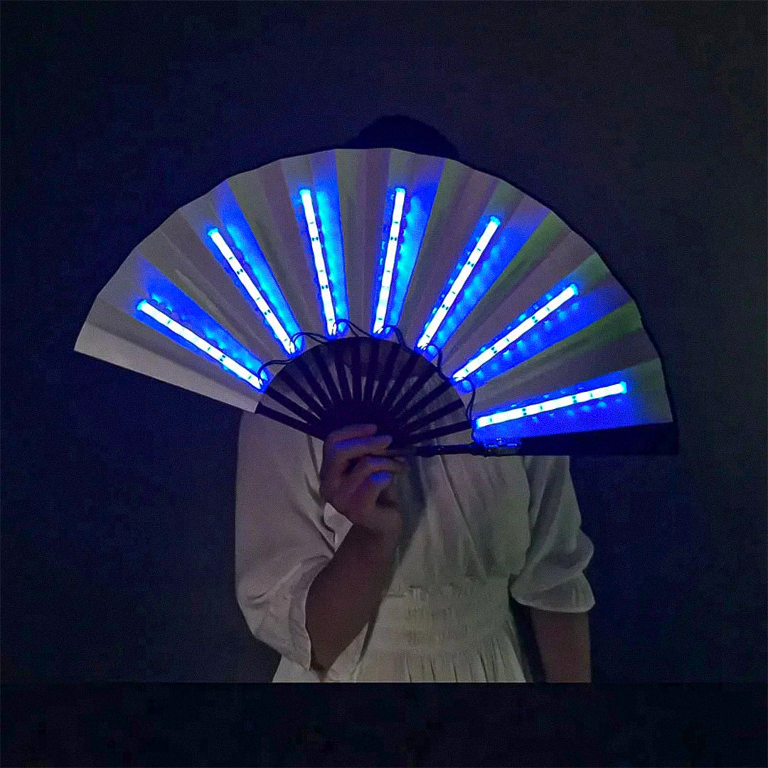Håndventilator med LED lys og foldbart design – bærbar ventilator til rejse og udendørs – Lumiflo