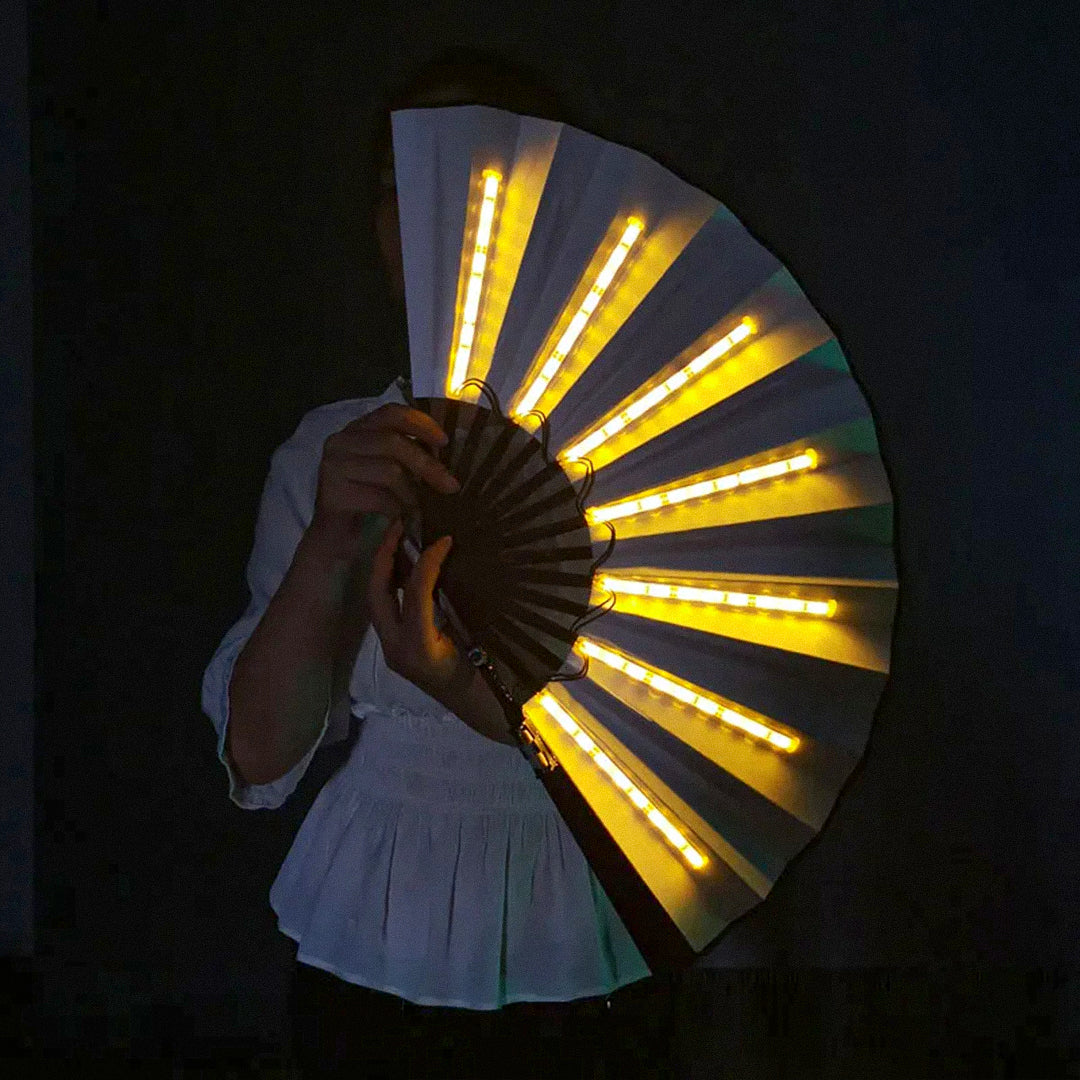Håndventilator med LED lys og foldbart design – bærbar ventilator til rejse og udendørs – Lumiflo