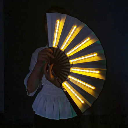 Håndventilator med LED lys og foldbart design – bærbar ventilator til rejse og udendørs – Lumiflo