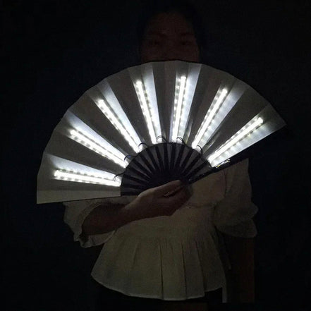 Håndventilator med LED lys og foldbart design – bærbar ventilator til rejse og udendørs – Lumiflo