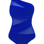 Méshara dame badedragt – asymmetrisk badedragt med shaping og mesh detaljer