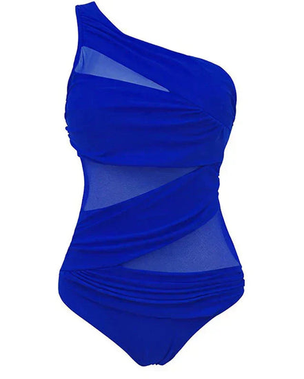 Méshara dame badedragt – asymmetrisk badedragt med shaping og mesh detaljer