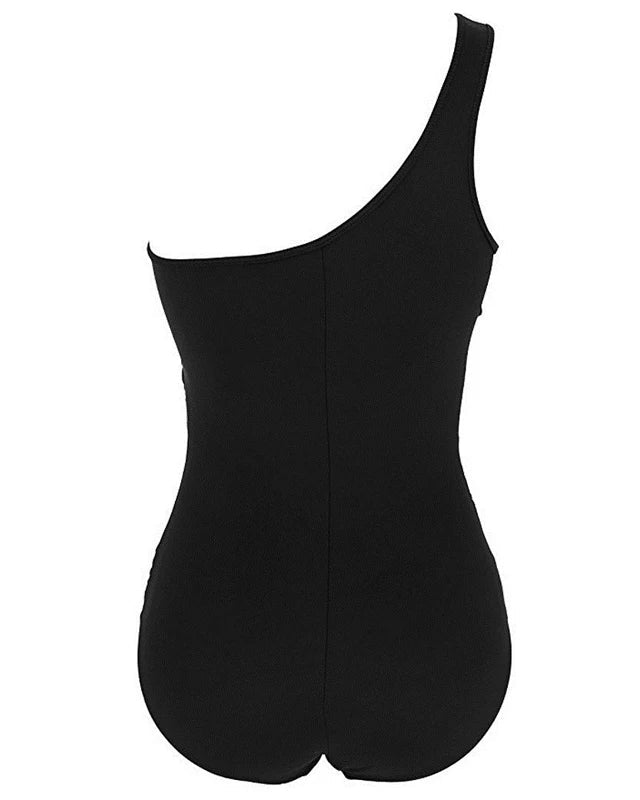 Méshara dame badedragt – asymmetrisk badedragt med shaping og mesh detaljer