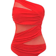 Méshara dame badedragt – asymmetrisk badedragt med shaping og mesh detaljer