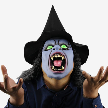 Helmaske i latex med bevægelig mund til Halloween og cosplay – Valthera