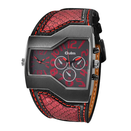 Kvartsarmbåndsur med dobbelt tidszone og PU-rem – Tempvora