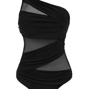 Méshara dame badedragt – asymmetrisk badedragt med shaping og mesh detaljer