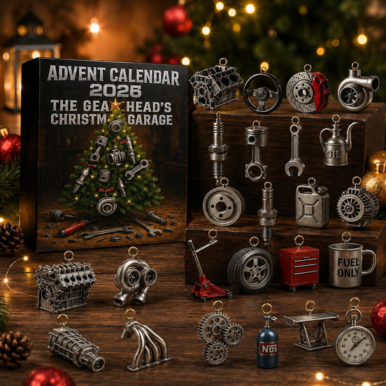 Julekalender med 24 miniature-bildele og værkstedsmotiver – Motorevia