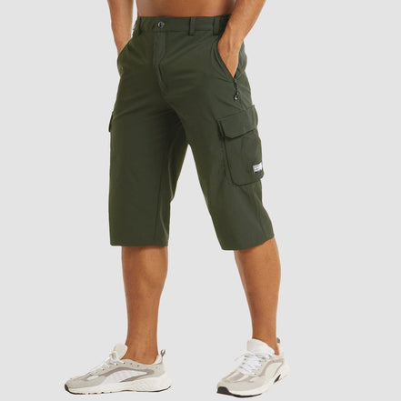 Torven cargo shorts – knælængde med justerbar linning