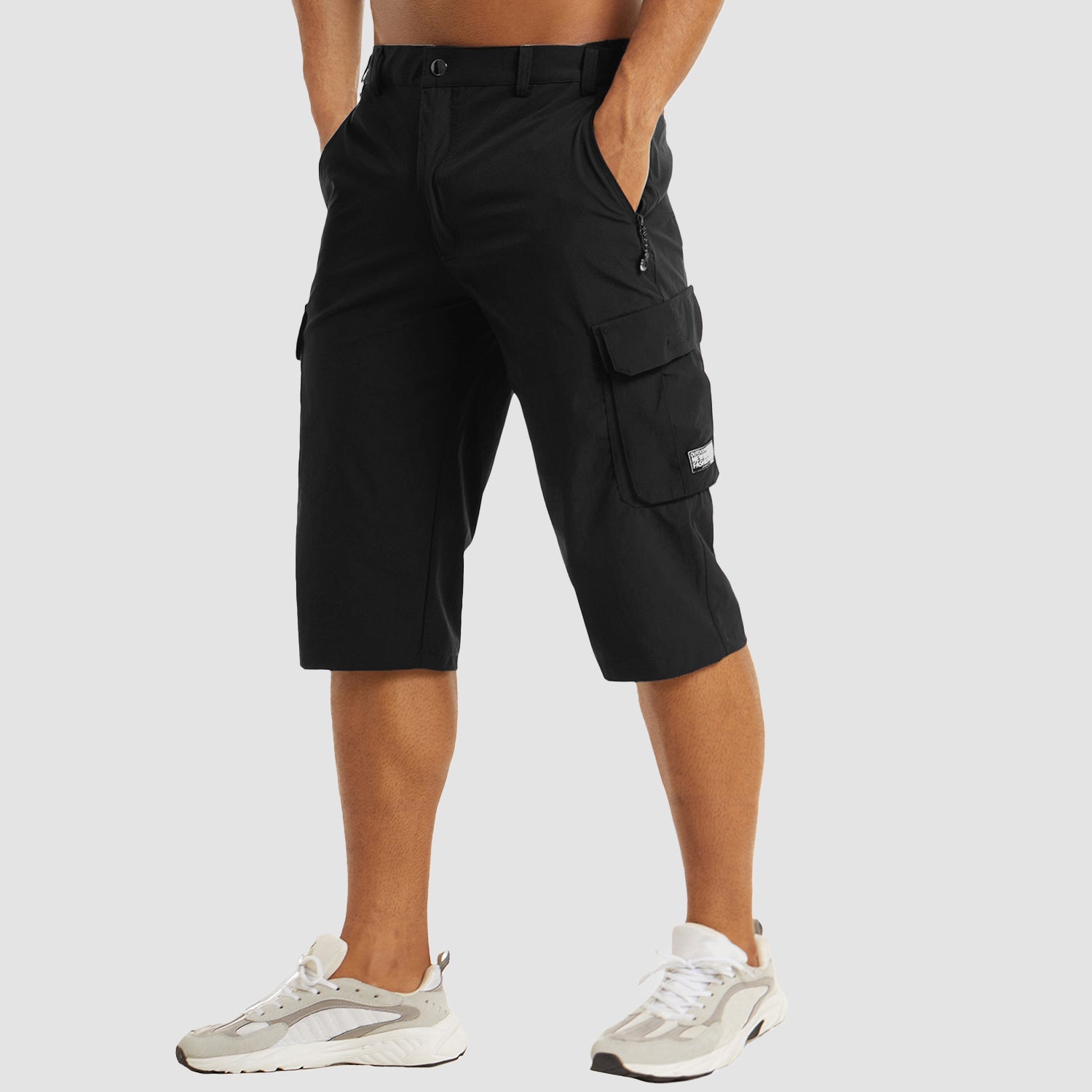Torven cargo shorts – knælængde med justerbar linning
