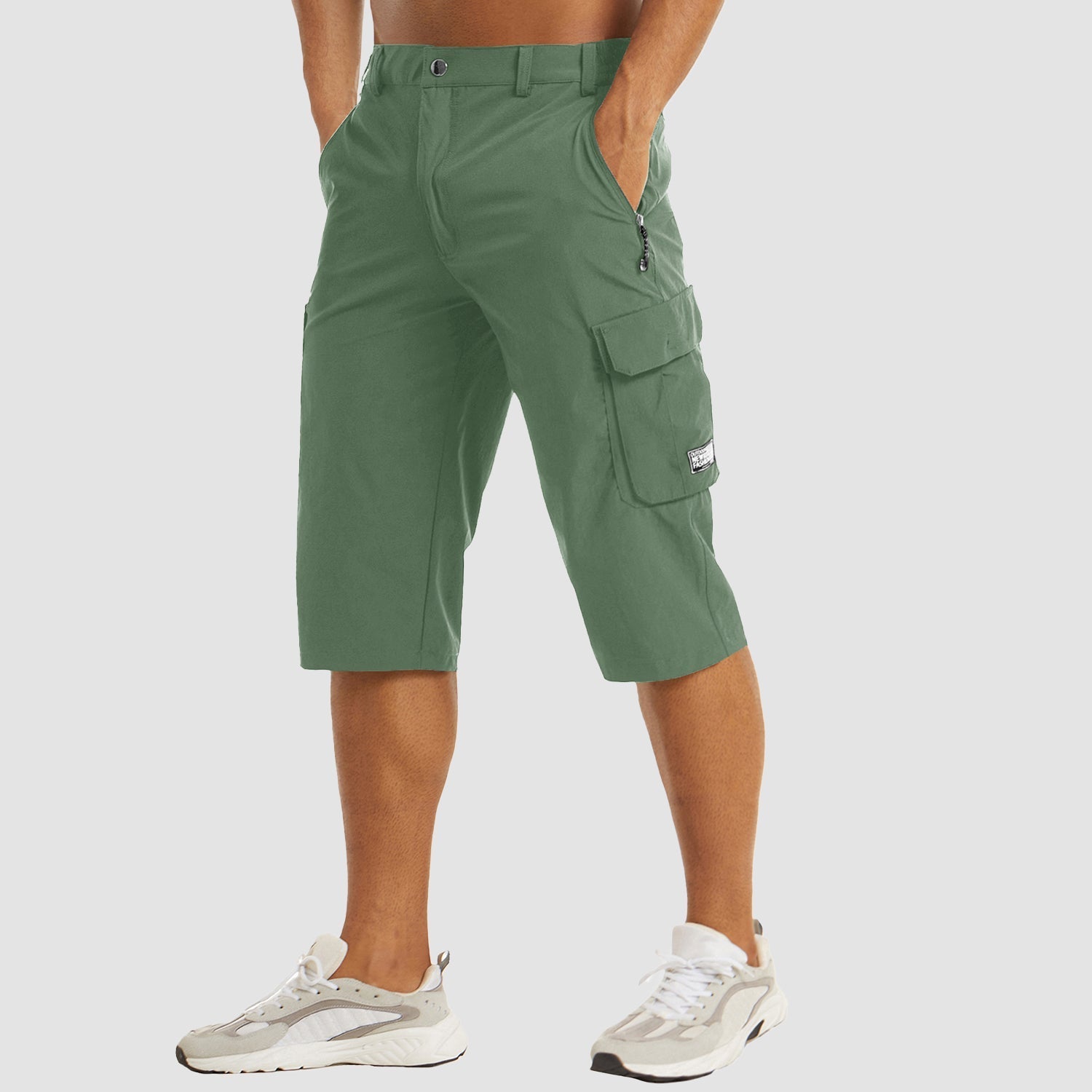 Torven cargo shorts – knælængde med justerbar linning