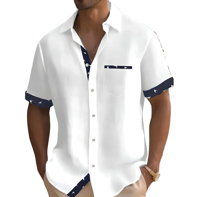 Kavrin kortærmet skjorte – fold-over-krave og brystlomme