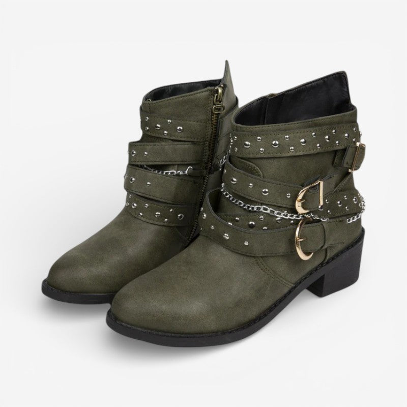 Elviane ankelstøvler med spids snude og justerbart spænde