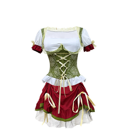 Dlhé dirndlové šaty so šnurovacím živôtikom a sukňou na Oktoberfest – Velmira