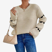 Elunora round neck sweater med broderi
