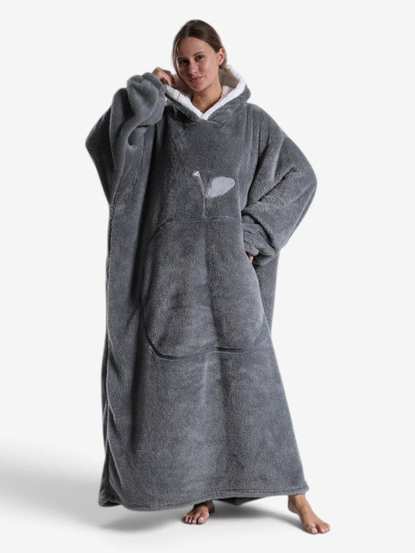 Oversized hoodie-tæppe med hætte og stor lomme – Cozyvella