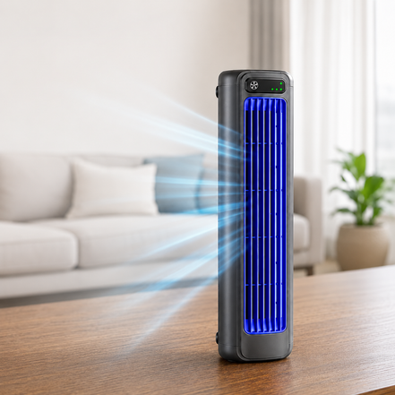 Tårnventilator med fjernbetjening og justerbare lufttrin – Ventaro