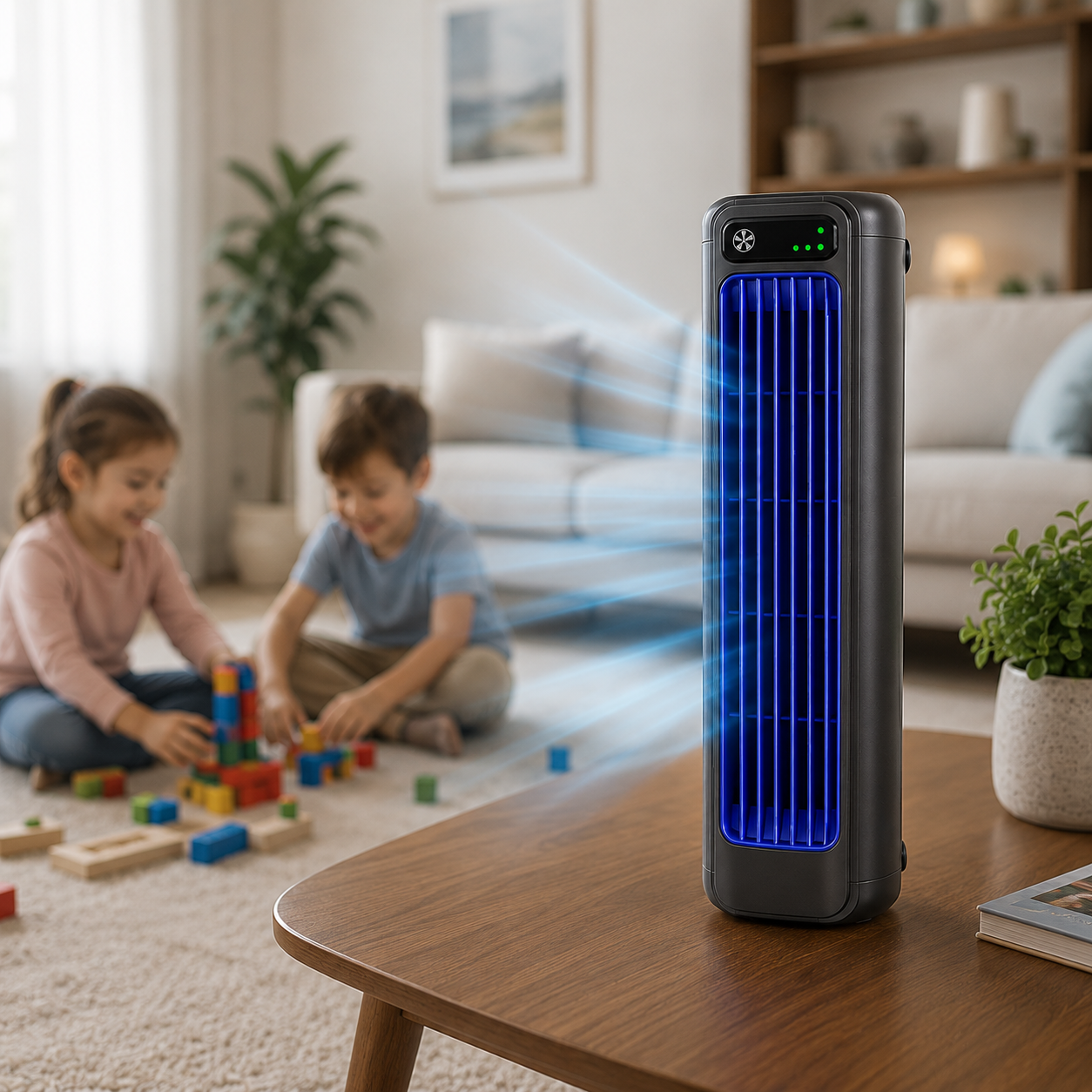 Tårnventilator med fjernbetjening og justerbare lufttrin – Ventaro