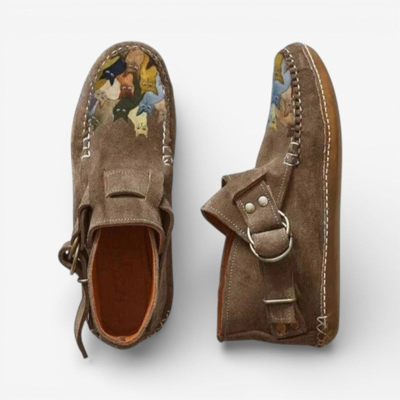 Norvella ankelstøvler med mønster og spænde