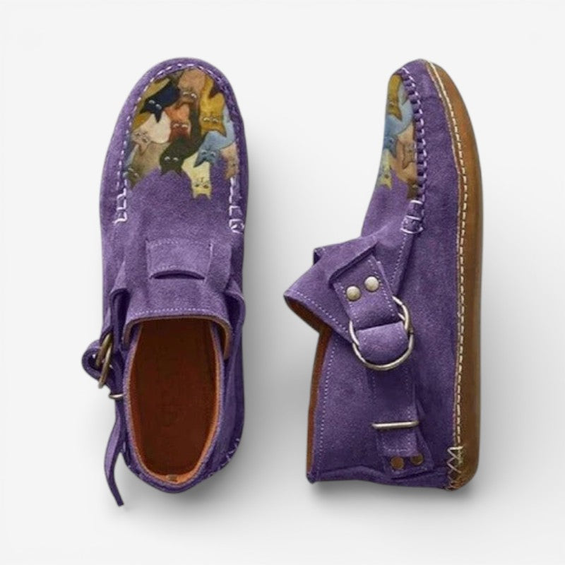 Norvella ankelstøvler med mønster og spænde