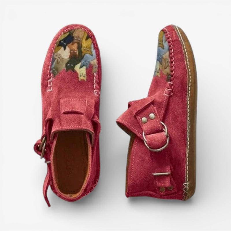 Norvella ankelstøvler med mønster og spænde