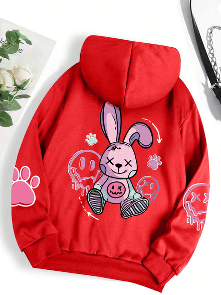 Unisex hættetrøje med moderne print – blød fleece sweatshirt