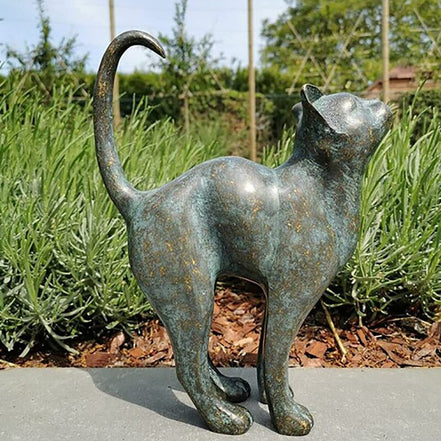 Feluroa kattefigur havedekoration resin til have terrasse og altan