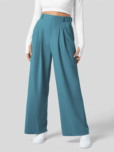 Checklina damebukser – ternede bukser med vide ben og elastisk talje