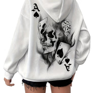 Geometrisk Skull Hoodie – Unisex hættetrøje med fleecefor og afslappet pasform