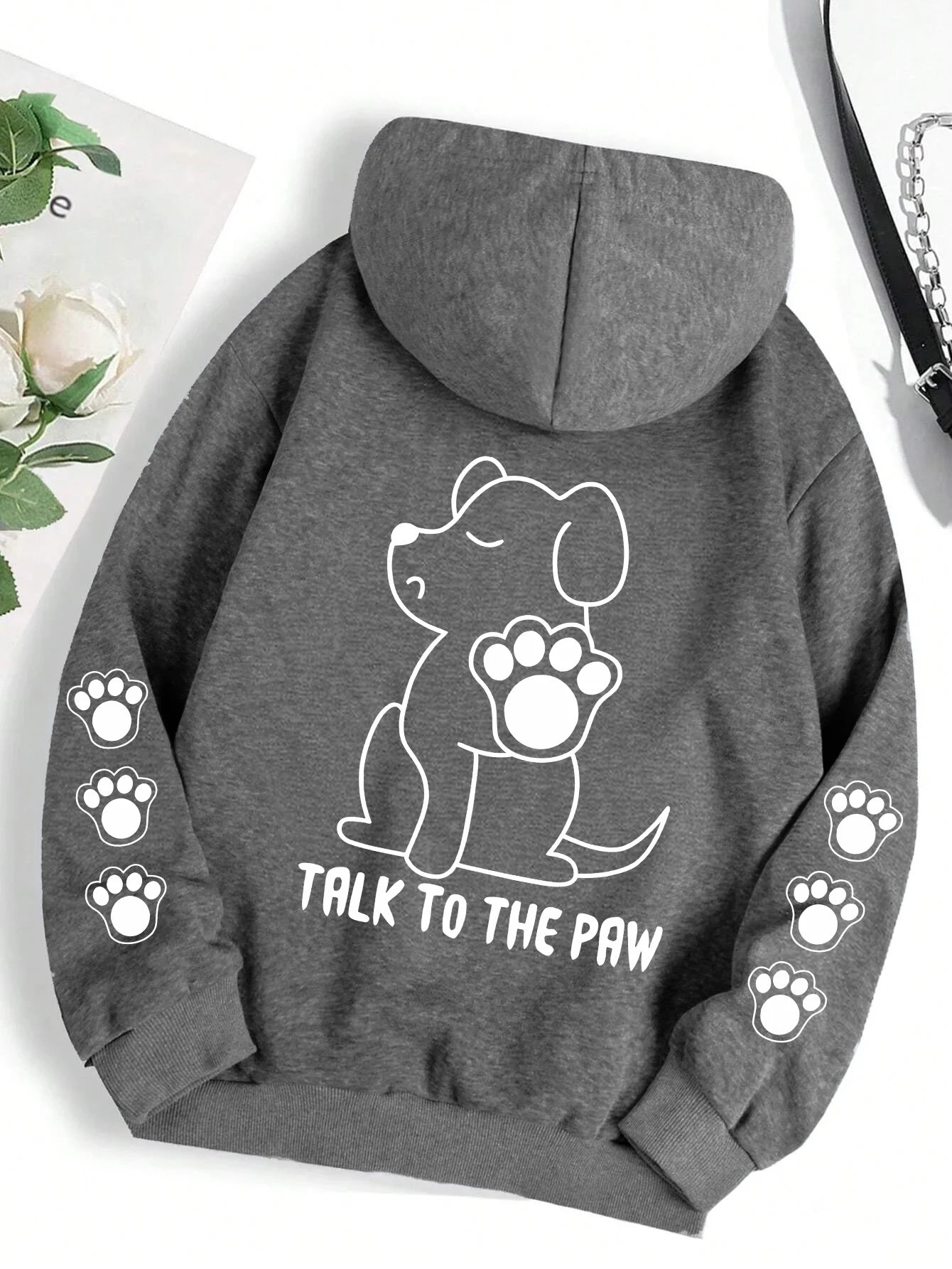Talk To The Paw hættetrøje – varm fleece unisex trøje med hundeprint