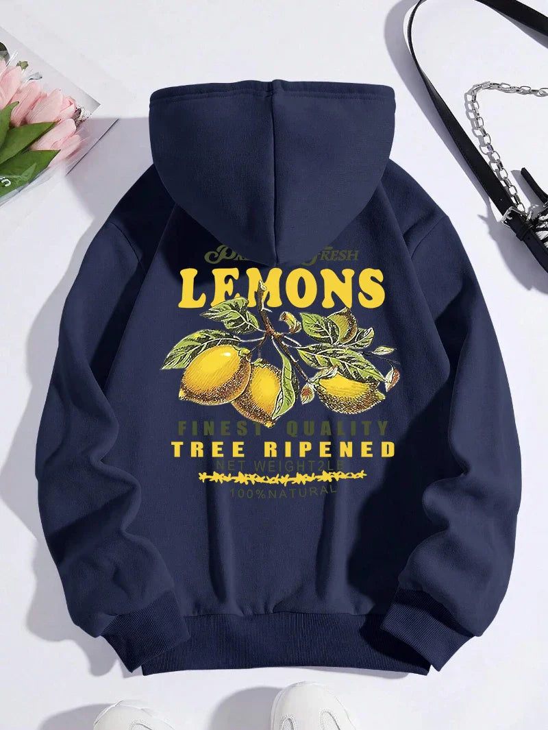 Lemon Hoodie med citronprint