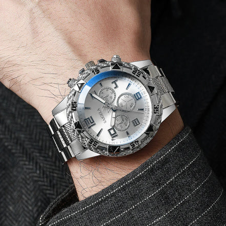 Norvex Chrono armbåndsur i rustfrit stål med analog visning