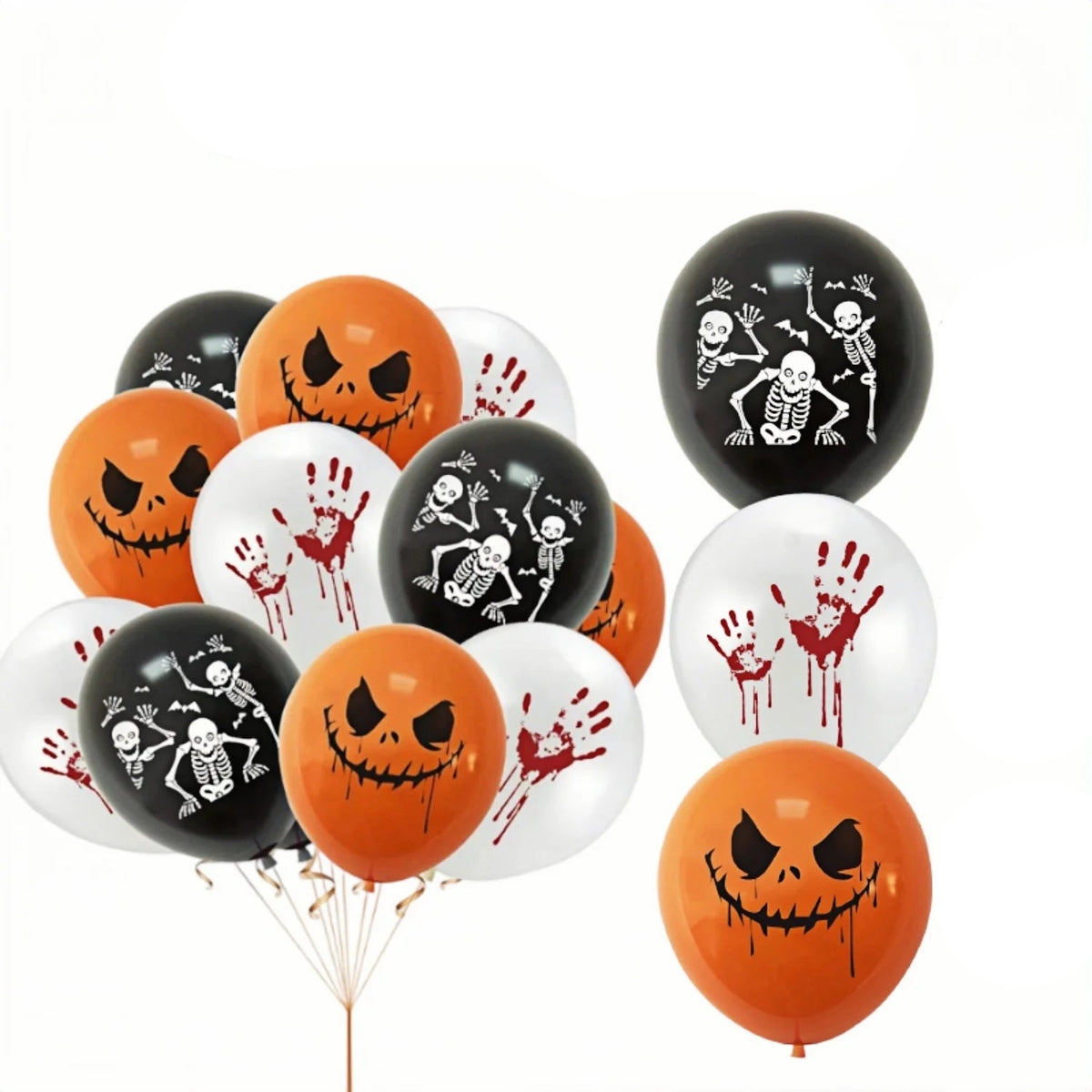 Halloweenske balóny s odtlačkami rúk a motívmi lebiek – Hallowyn