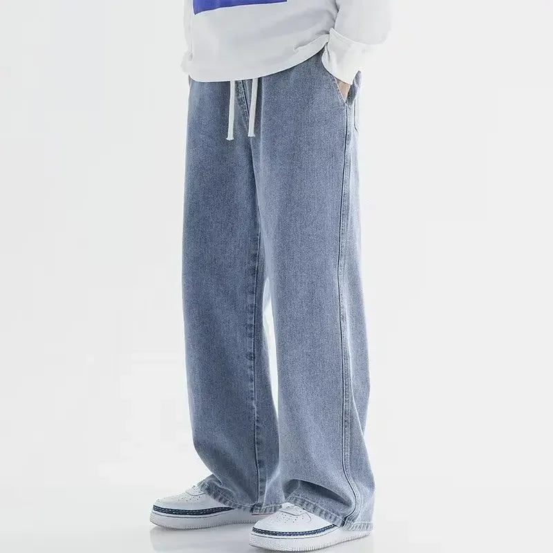 Baggy jeans med elastisk talje og let denim – bukser til hverdag og streetwear – Denviro
