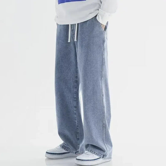 Baggy jeans med elastisk talje og let denim – bukser til hverdag og streetwear – Denviro