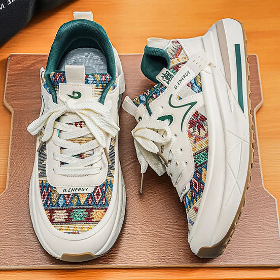 Lurex unisex sneakers med snørelukning – tekstilsko med gummisål