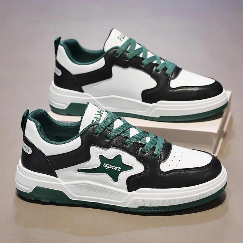 Herresneakers med snørelukning og gummisål i syntetisk materiale – Zentaro