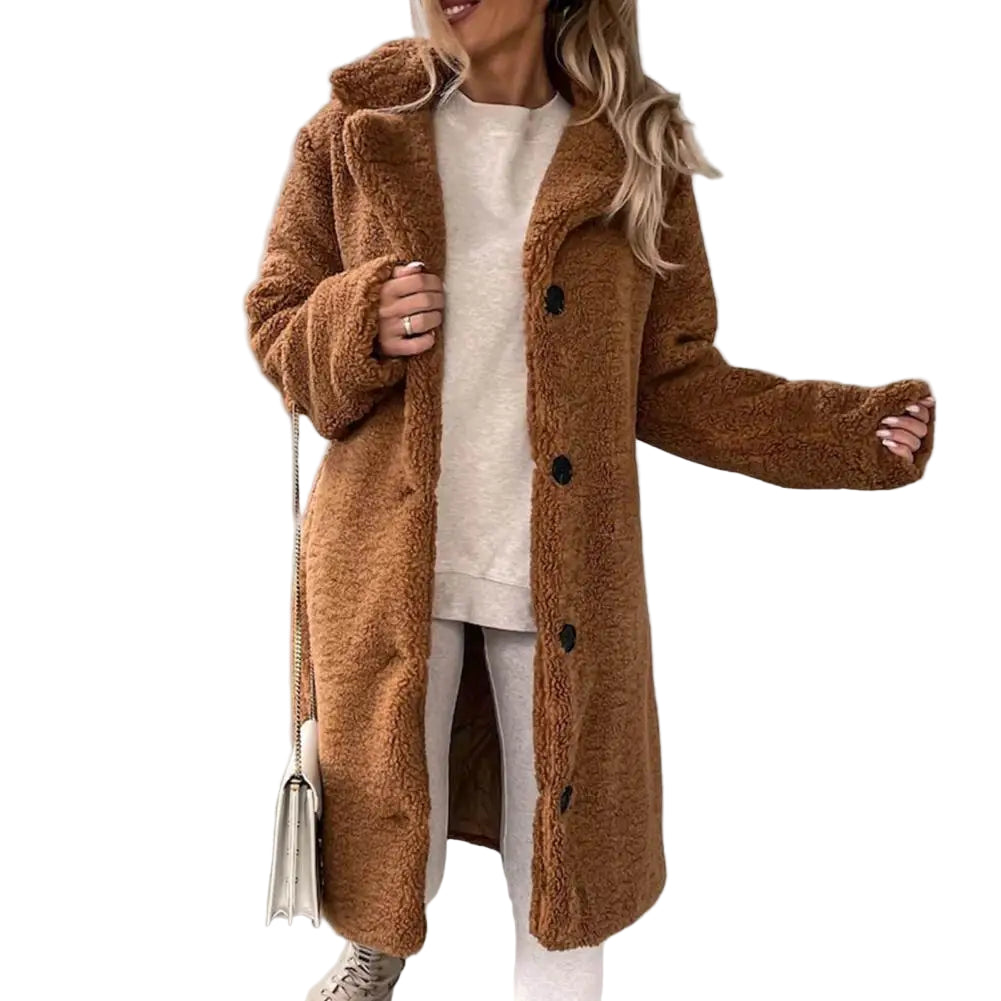 ALVA – Lang jakke i teddy-materiale