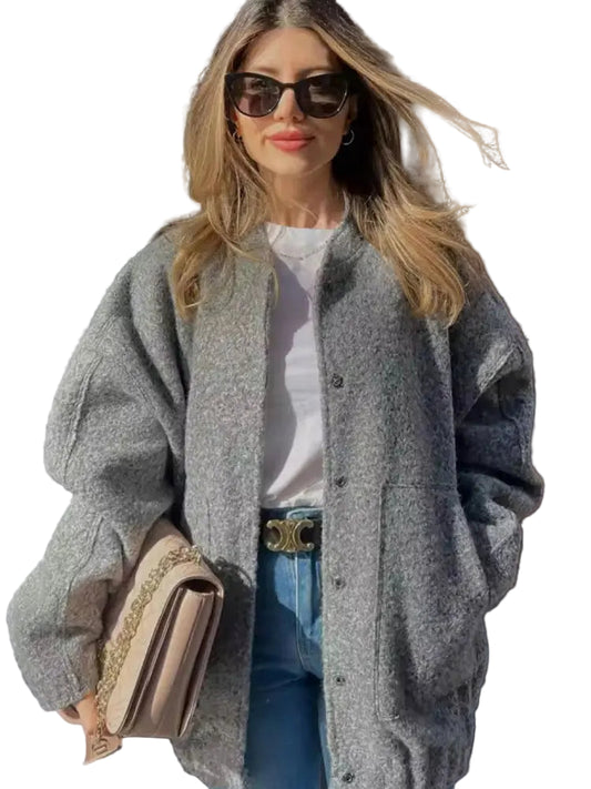 Melira jakke til kvinder – enkel kort jakke med lommer og knaplukning