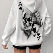 Geometrisk Skull Hoodie – Unisex hættetrøje med fleecefor og afslappet pasform