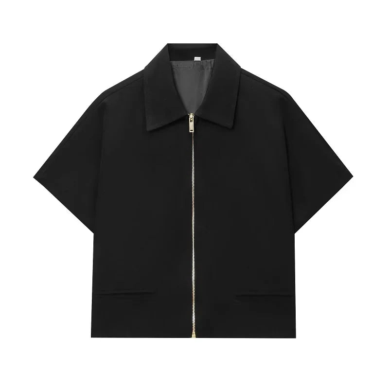 Cropped jakke med lynlås og korte ærmer – Veloria