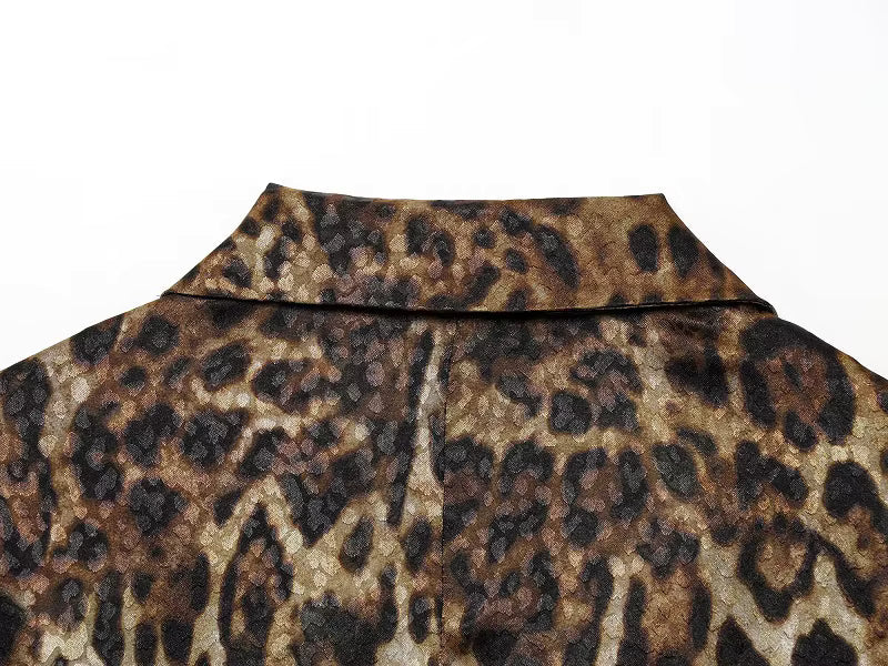 Dame buksesæt med leopardmønster og lang blazer – Leorisse