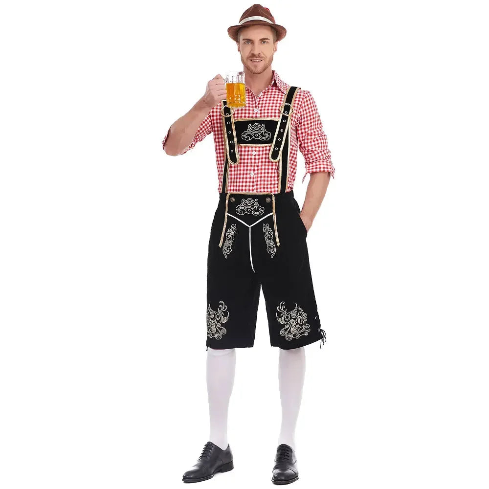 Dvojdielny tirolský kostým pre mužov s košeľou a nohavicami na Oktoberfest – Tervano