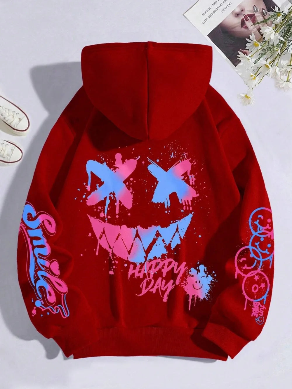 Smiley hættetrøje – unisex hoodie i afslappet pasform